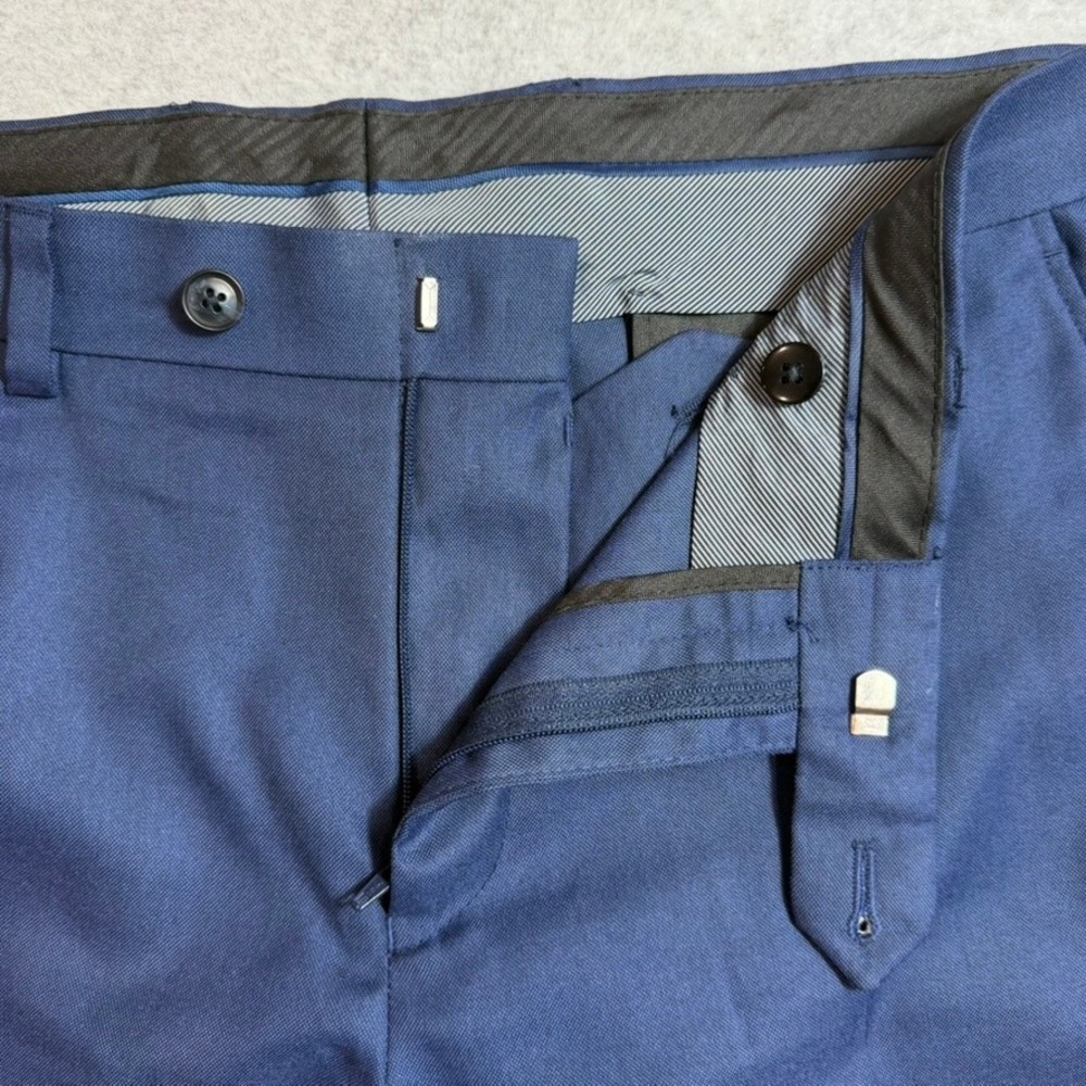 Alfani Dress Pants Mens 34W 30L Blue Slim Fit Flat Front - Picture 4 of 10